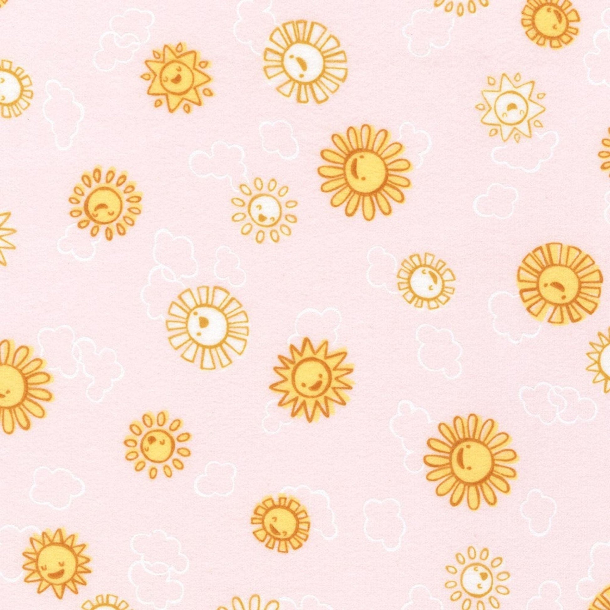 Fabric Raindrops on mustard brushed cotton flannel - Over the Moon Cozy Cotton - Robert Kaufman
