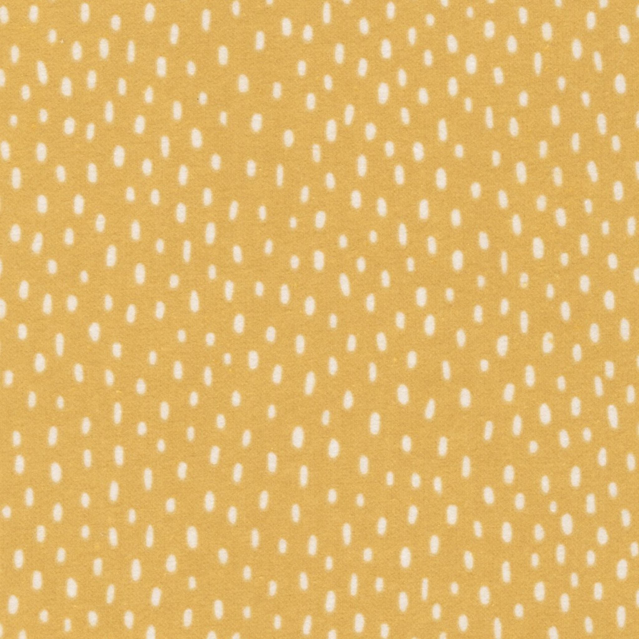 Raindrops on mustard brushed cotton - Over the Rainbow Cozy Cotton by Robert Kaufman