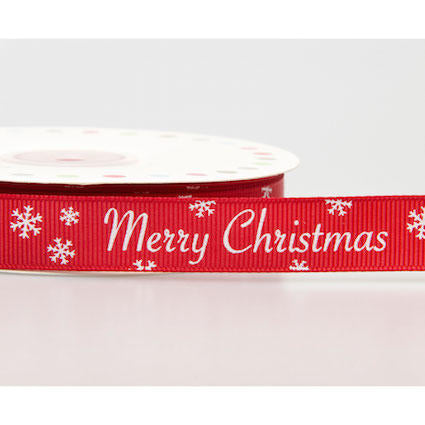 Merry Christmas red grosgrain ribbon - Reel Chic