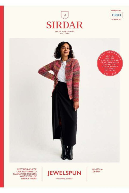 Real gem jacket knitting pattern in JEWELSPUN WITH WOOL CHUNKY - Sirdar 10803