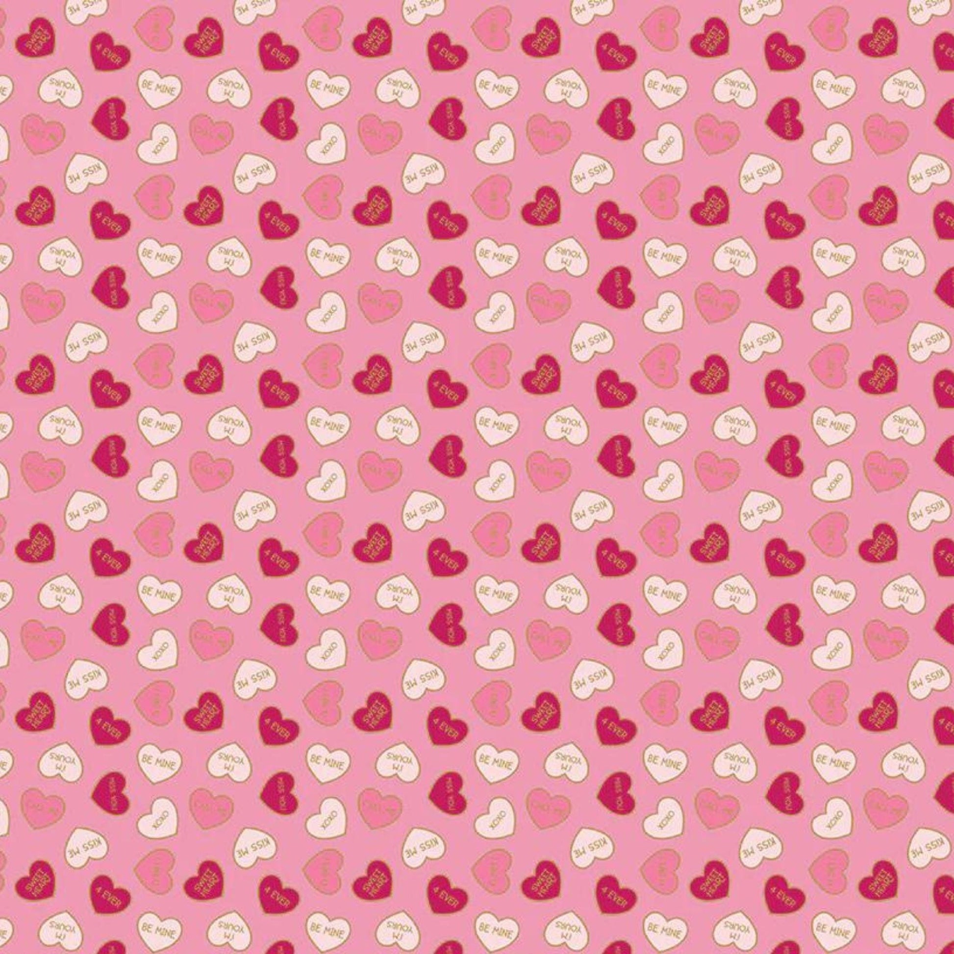 Fabric Red stitching heart fabric - Be Mine - Henry Glass