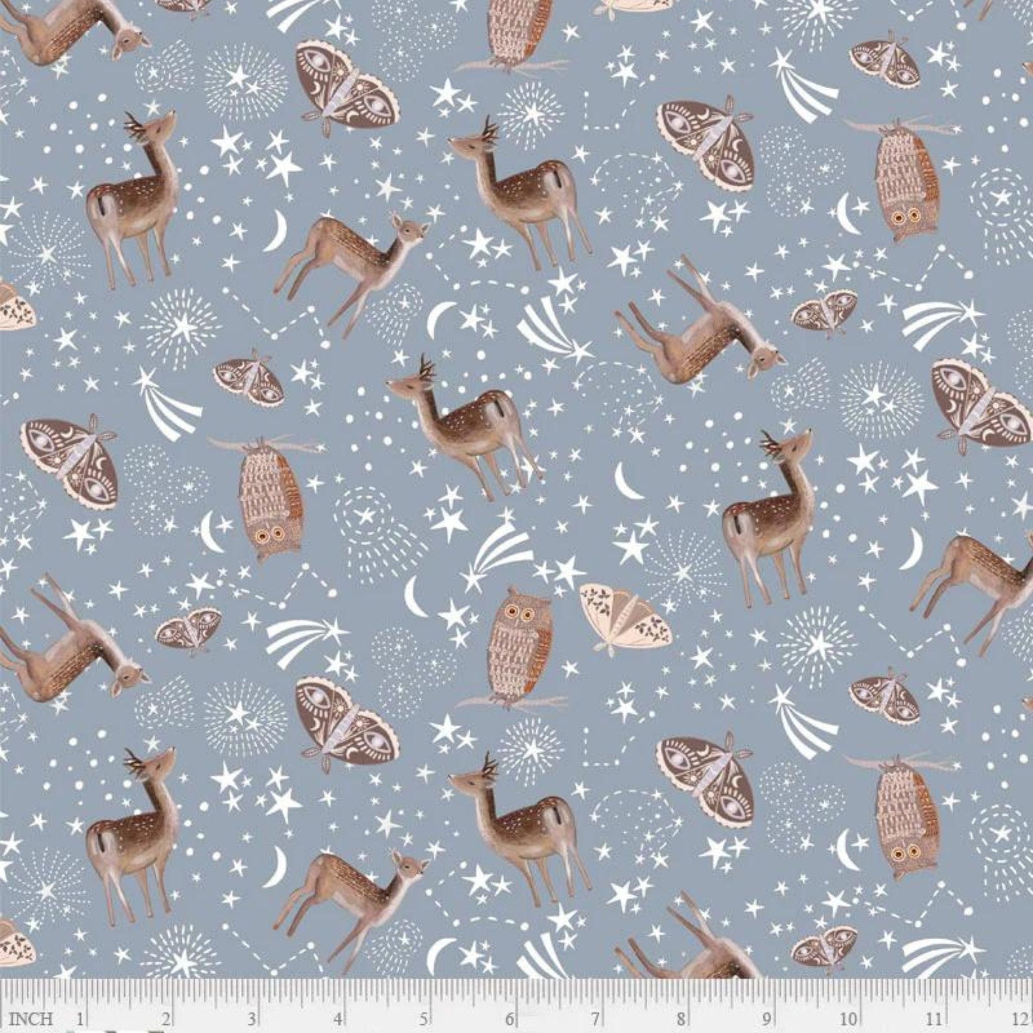 Fabric Robins on dark blue cotton fabric - Fawn'd of You - P & B Textiles