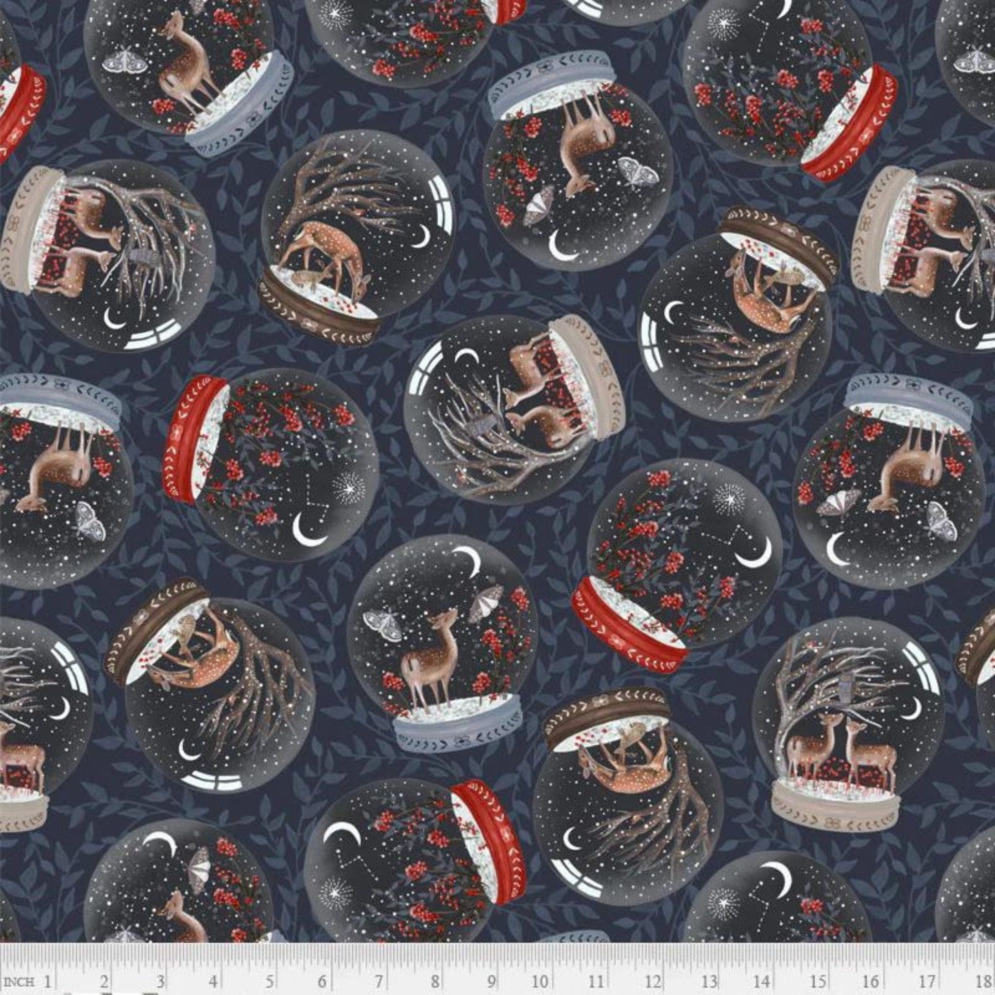 Fabric Robins on dark blue cotton fabric - Fawn'd of You - P & B Textiles