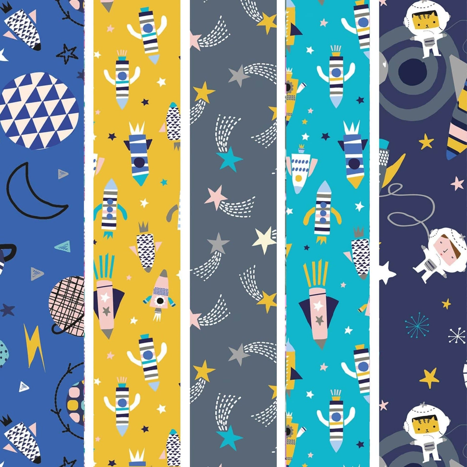 cotton fabric rockets fat quarter bundle - Blast Off - Dashwood Studio