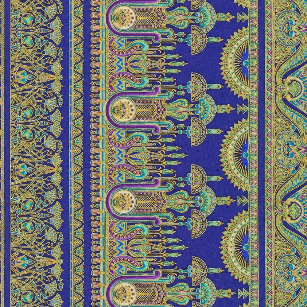 cotton fabric Royal blue Egyptian inspired - Ancient Beauty - Robert Kaufman