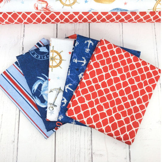 Fabric Seaside fat quarter bundle - At The Helm - Wilmington