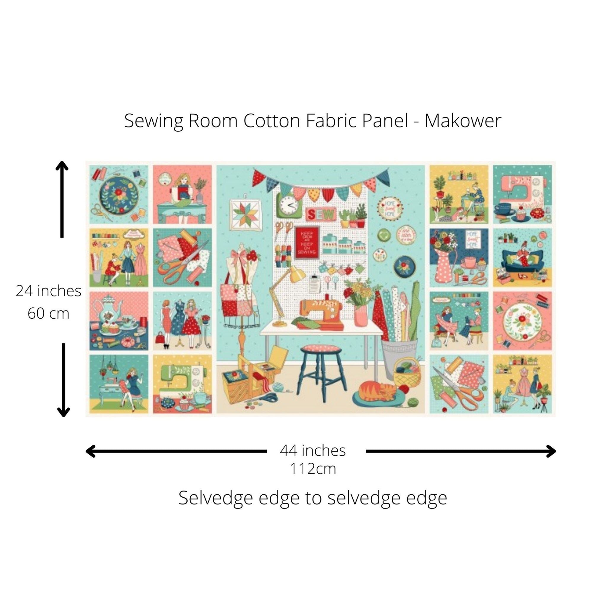 Sewing Room cotton fabric panel - Makower
