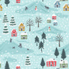 Fabric Snow Day on blue brushed cotton flannel - Lewis & Irene