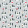 Fabric Snow Day on blue brushed cotton flannel - Lewis & Irene