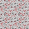 mini gnomes in red, grey, white and black on grey cotton fabric - Gnome for the holidays on Timeless Treasures
