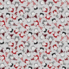 mini gnomes in red, grey, white and black on grey cotton fabric - Gnome for the holidays on Timeless Treasures