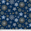 Fabric Snowflakes on navy cotton fabric - Shimmer - P & B Textiles