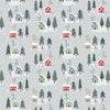 Fabric Snowflakes on red brushed cotton flannel - Snow Day - Lewis & Irene