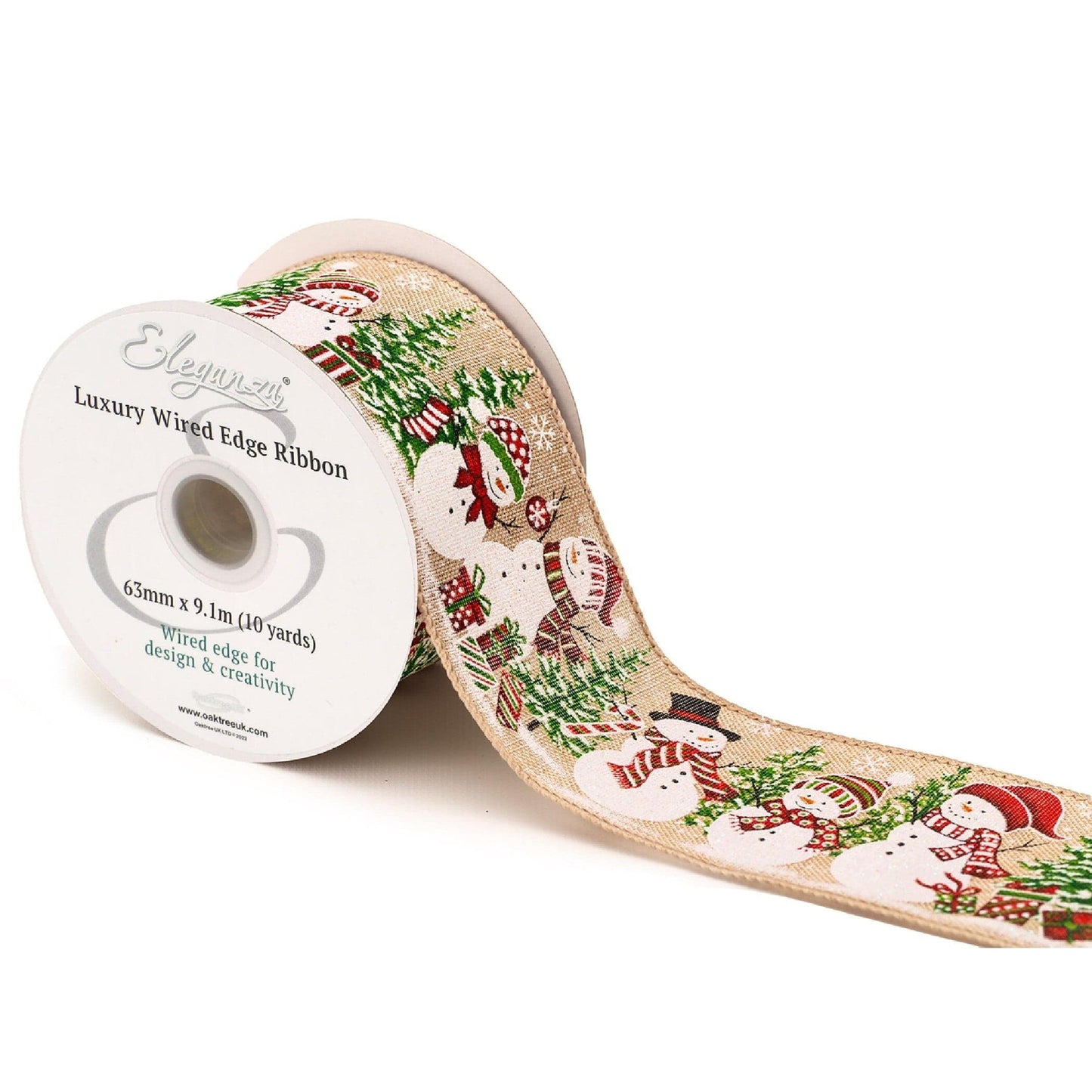 Snowman Eleganza wired edge ribbon 63mm