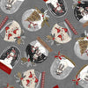 Fabric Snowmen and snowflakes on grey cotton - Let it Snow - Timeless Treasures