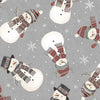 Snowmen with hats and scarfs on a grey cotton fabric - Let it Snow by Timeless Treasures