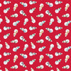 Fabric Snowmen on red brushed cotton flannel - Snow Day - Lewis & Irene