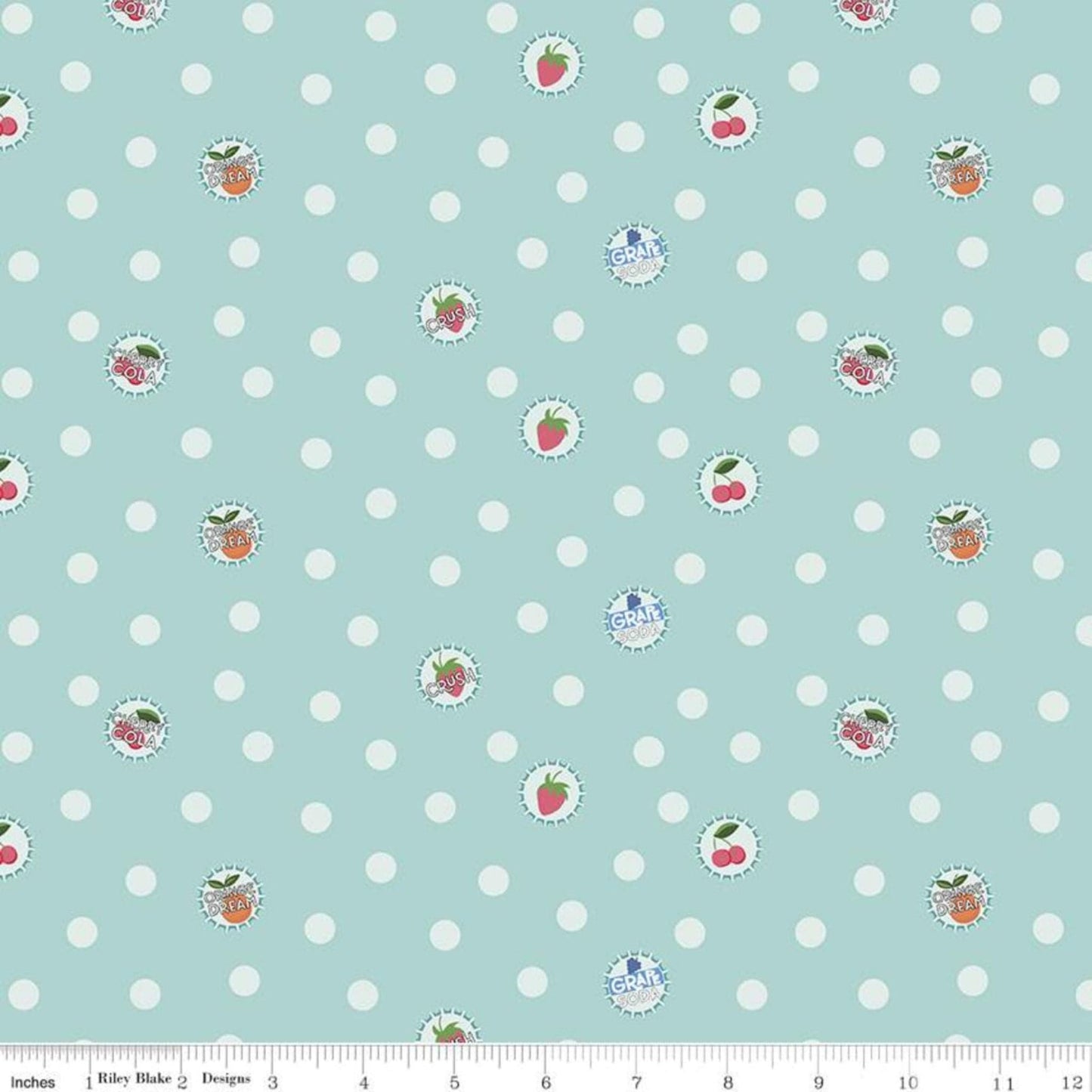Fabric Songbird bottlecaps fruit Polka Dot fabric - Summer Picnic - Riley Blake