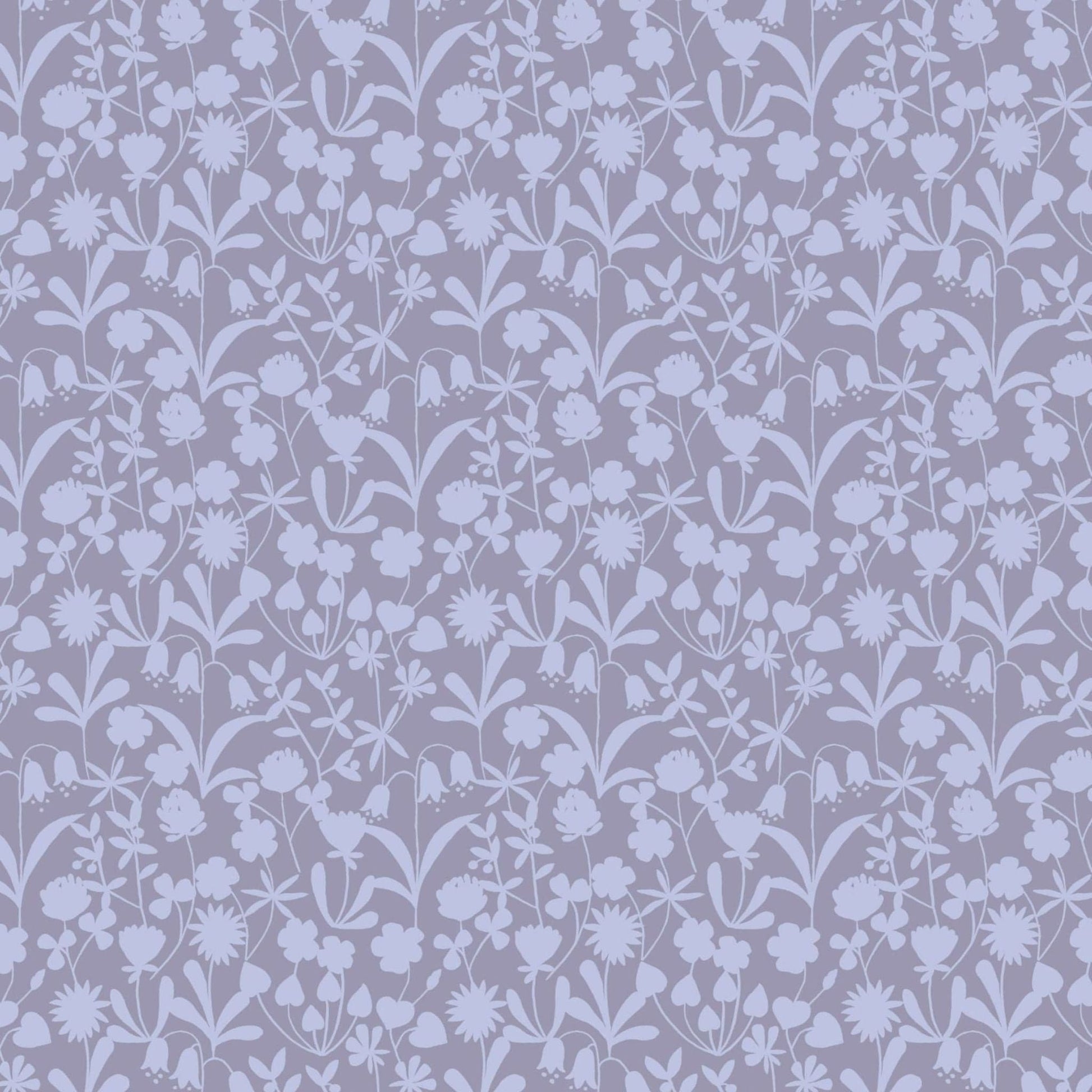 Fabric Spring bluebells floral on lavender cotton fabric - 'Bluebell Wood' Lewis & Irene