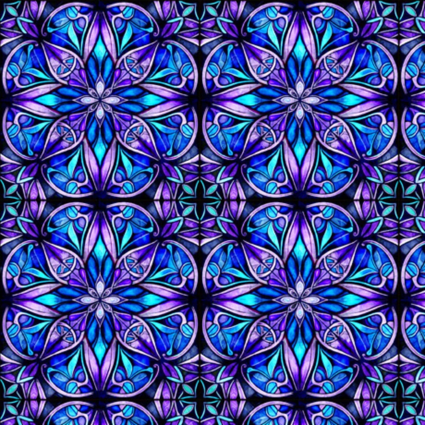 cotton fabric Stained glass patches panel - Radiant Reflections - QT Fabrics - AS30395J