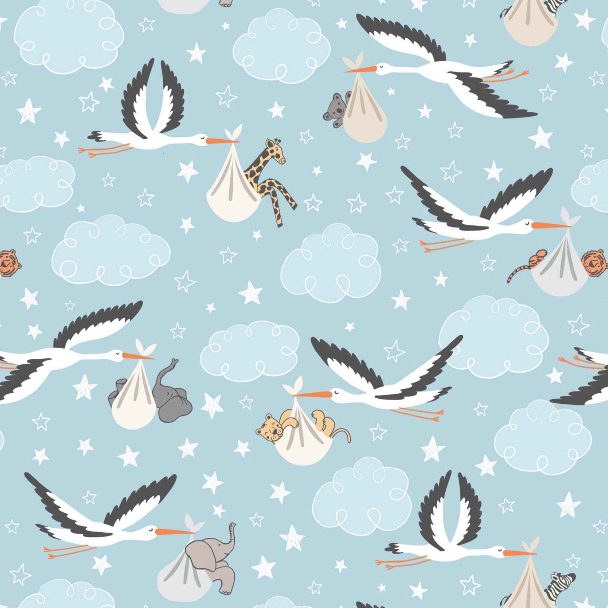 Fabric Stars on grey cotton fabric - Special Delivery - Lewis & Irene