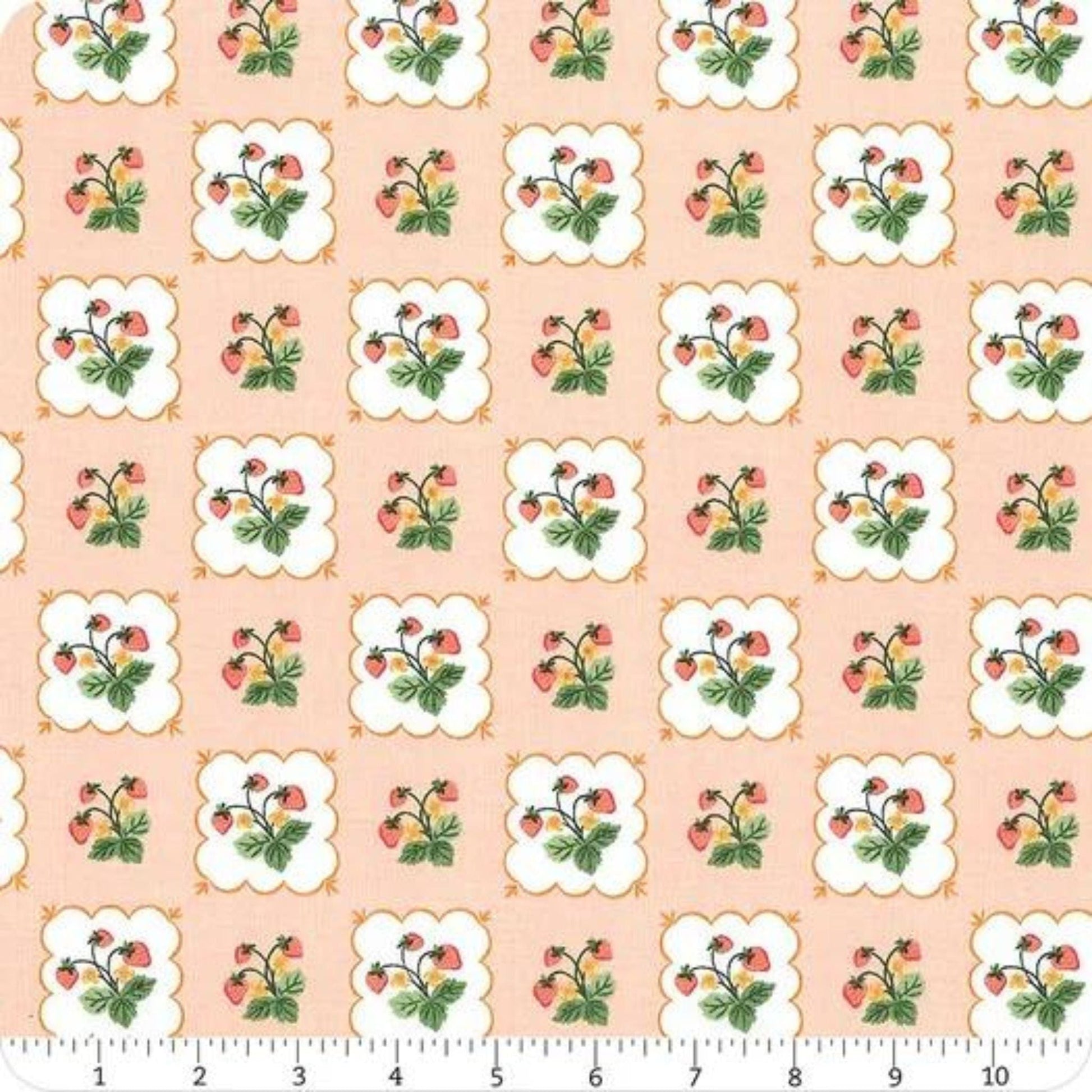 Fabric Strawberries cotton fabric - Tablecloth Pink Summer Picnic - Riley Blake