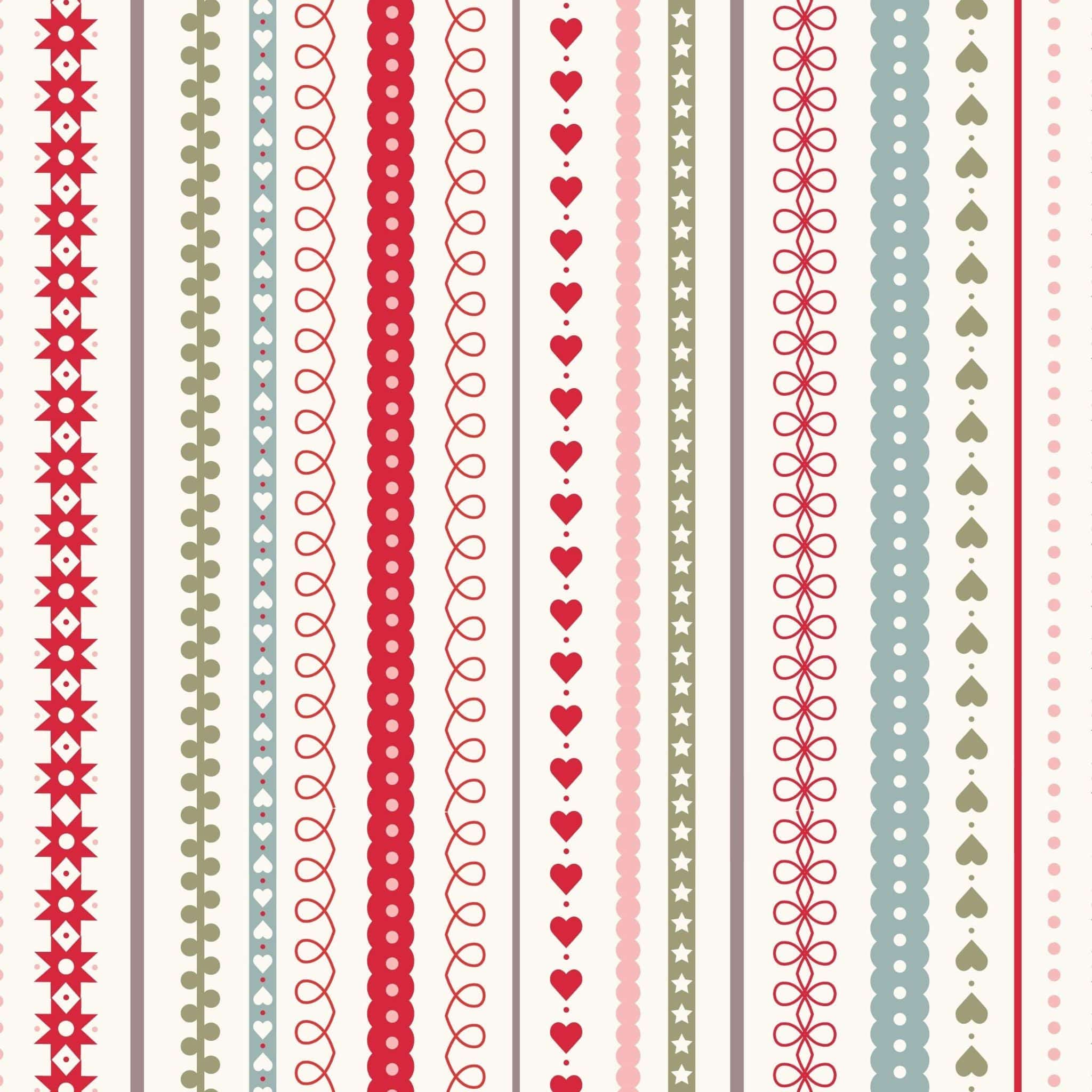 Fabric Stripes on cream cotton fabric - Gingerbread Season by Lewis & Irene