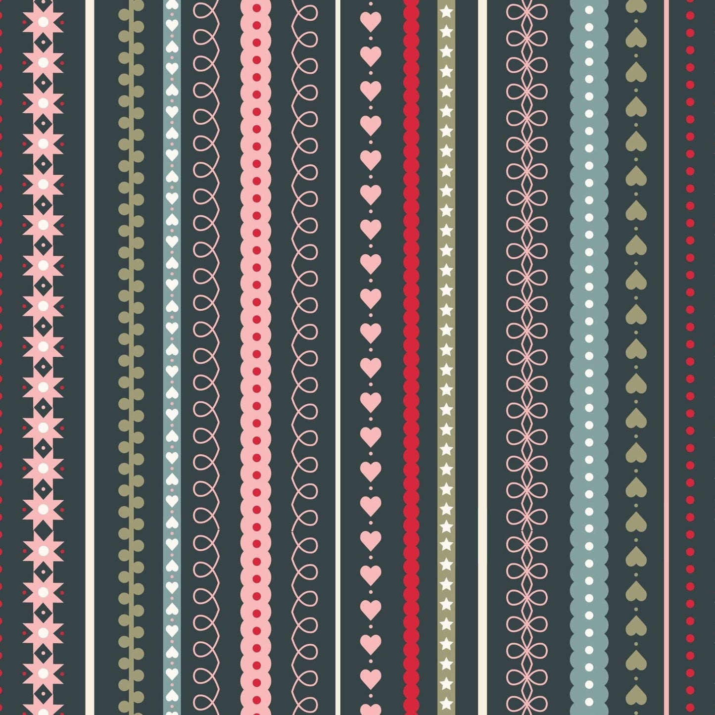 Fabric Stripes on dark cotton fabric - Gingerbread Season by Lewis & Irene