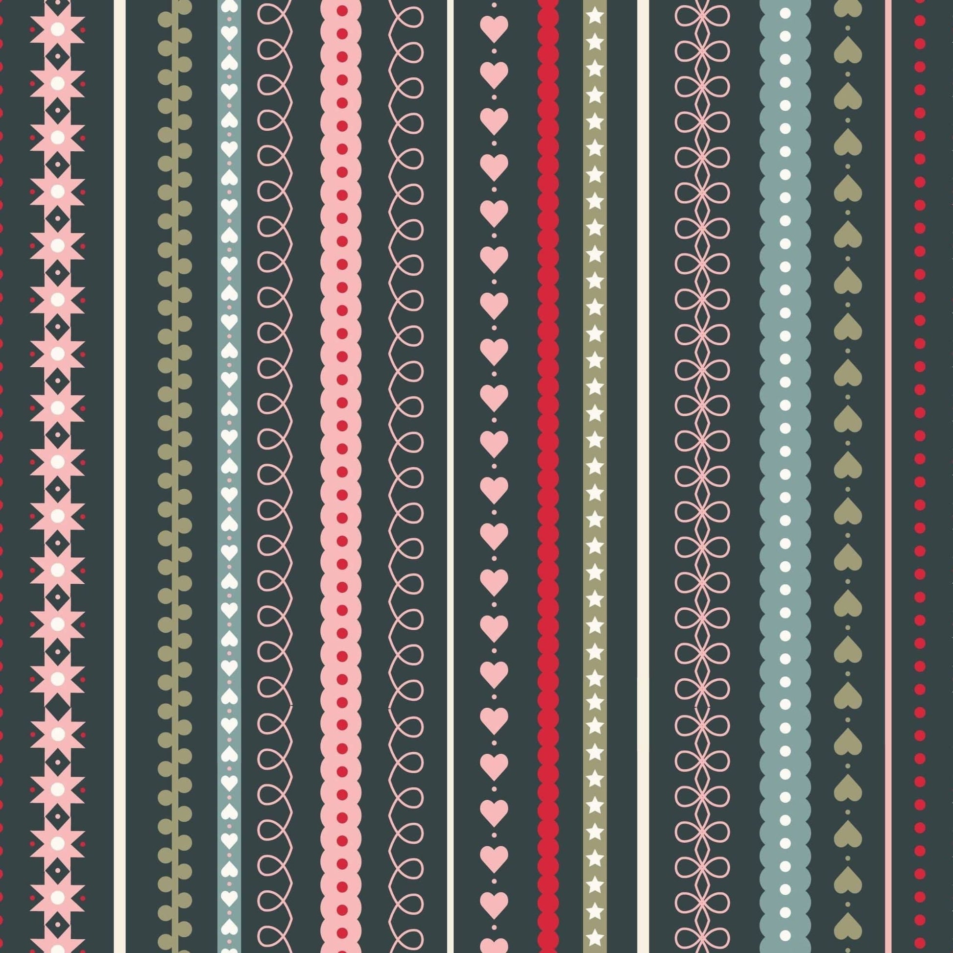 Fabric Stripes on dark cotton fabric - Gingerbread Season by Lewis & Irene