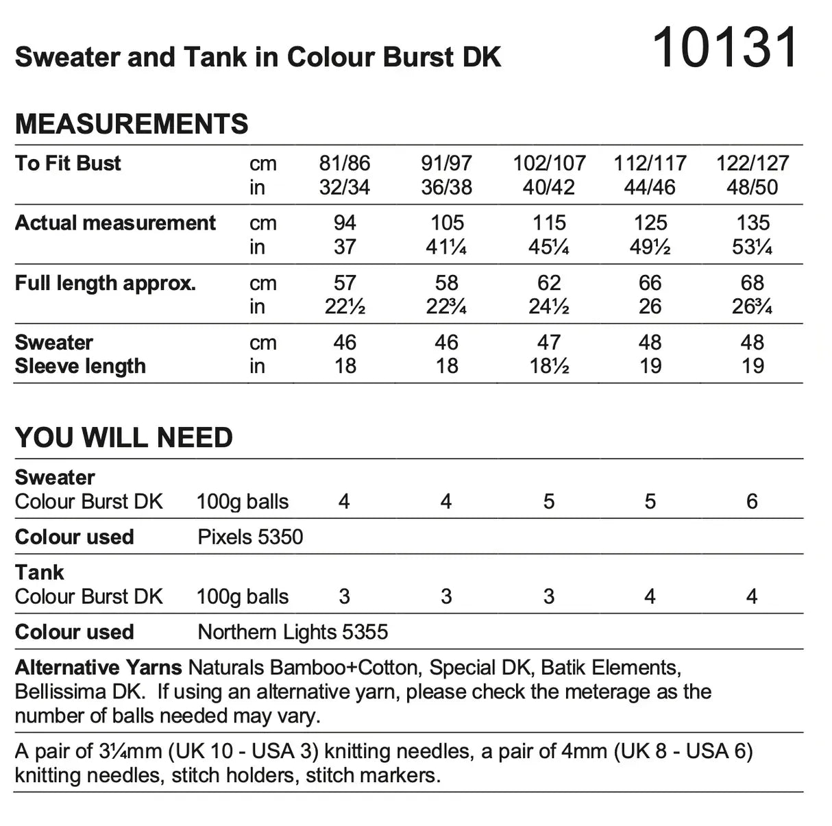 knitting pattern Stylecraft 10131 knitted sweater and tank top