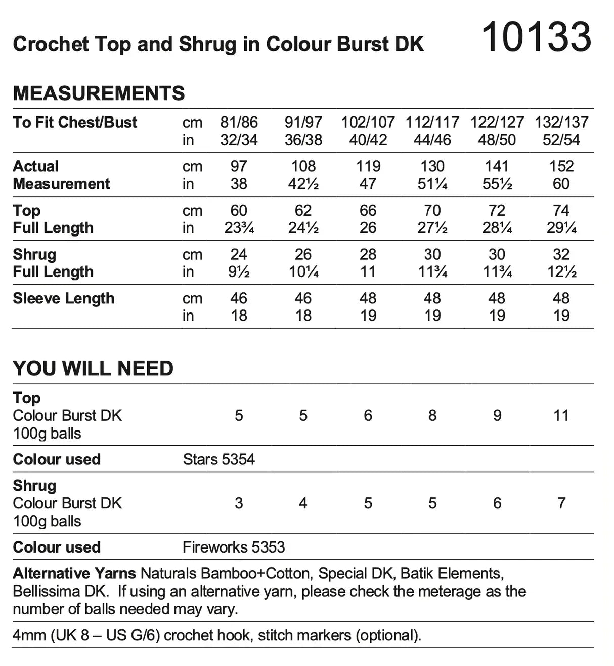 crochet-pattern Stylecraft 10133 top and shrug crochet pattern