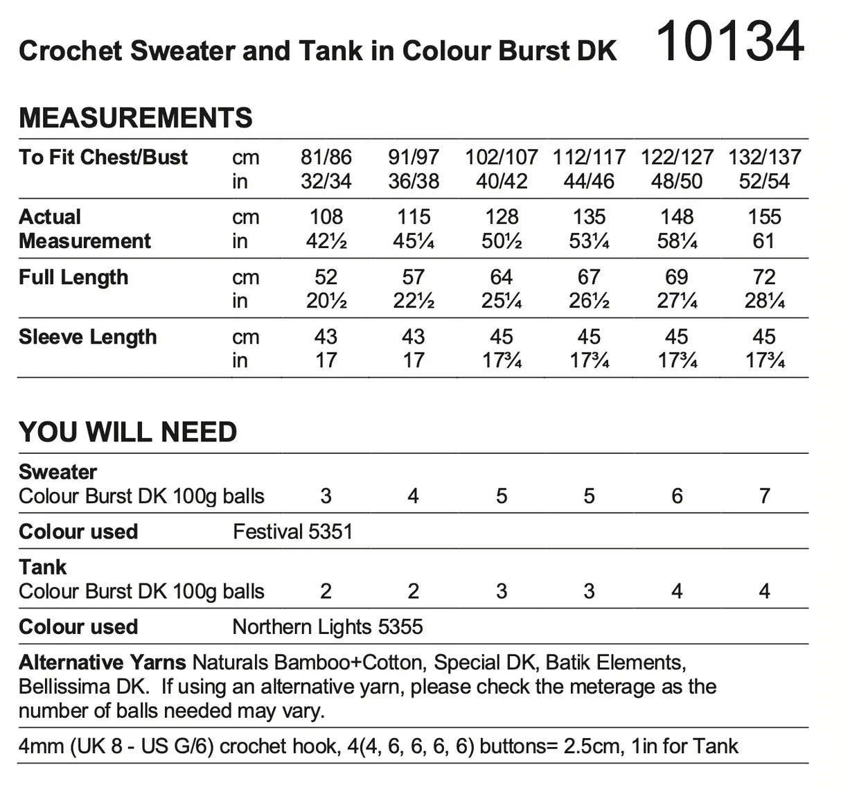 crochet-pattern Stylecraft crochet sweater and tank top 10134