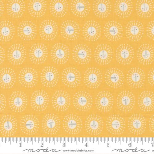 cotton fabric Sun faces on yellow fabric - Noah's Ark - Moda