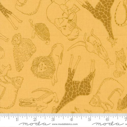 cotton fabric Sun faces on yellow fabric - Noah's Ark - Moda