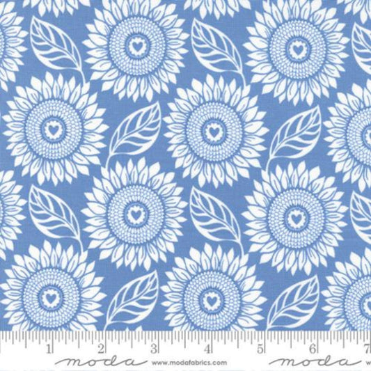 quilting cotton Sunflowers on blue cotton - Sunflowers in my Heart - Moda