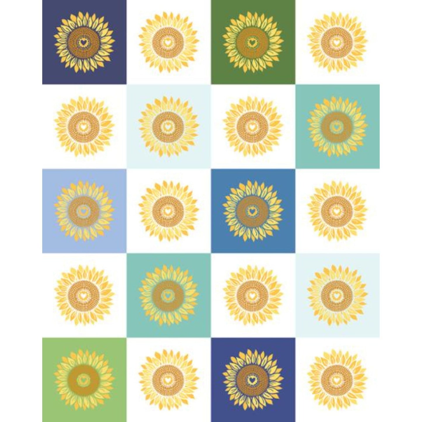 quilting cotton Sunflowers on blue cotton - Sunflowers in my Heart - Moda