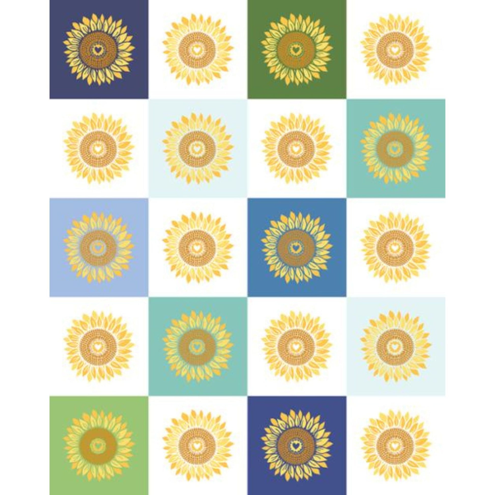 quilting cotton Sunflowers on blue cotton - Sunflowers in my Heart - Moda