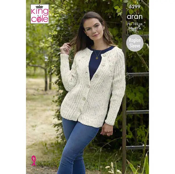 Sweater and Cardigan Aran knitting pattern - 5299