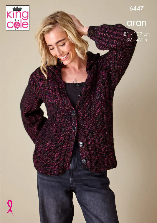 Sweater and Cardigan knitting pattern in Aran - King Cole 6447