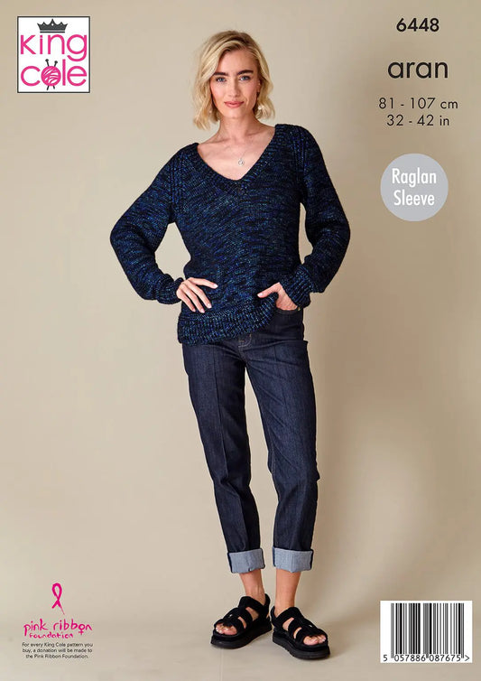 Sweaters knitting pattern in Aran - King Cole 6448