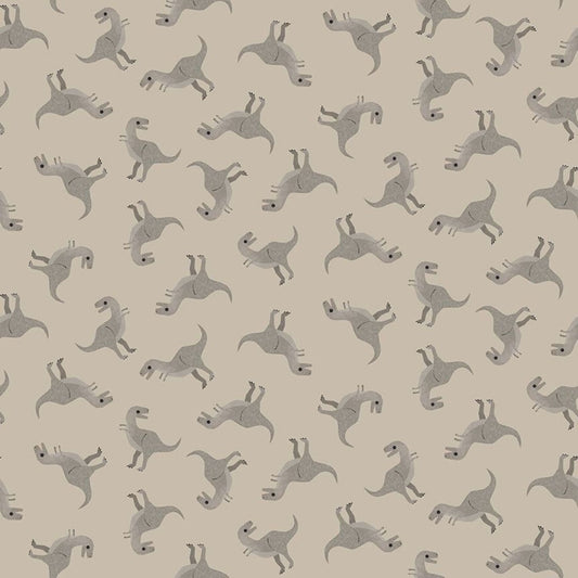 Fabric T-Rex on Hay cotton  - D is for Dinosaur - Dear Stella - DLT2346