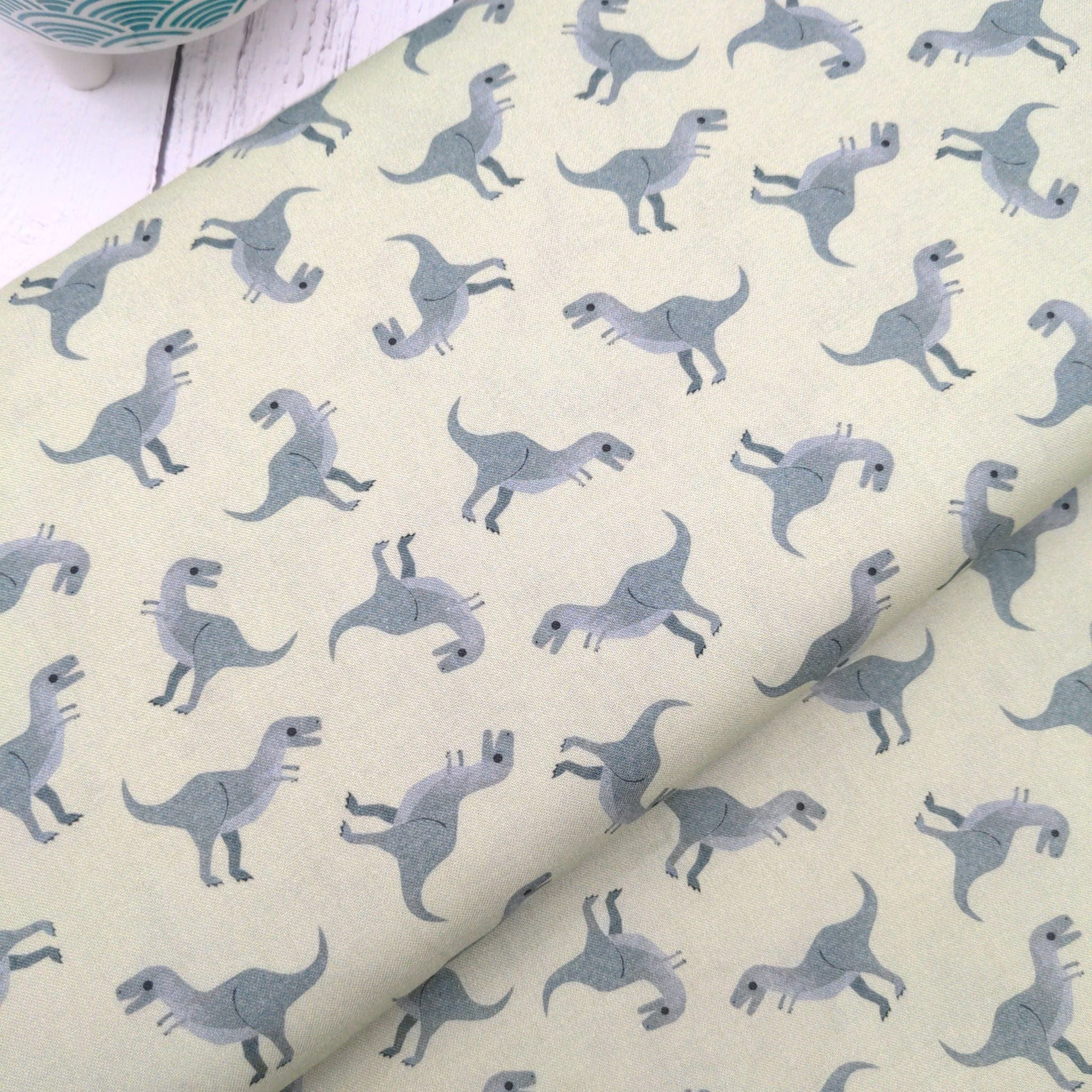 Fabric T-Rex on Hay cotton  - D is for Dinosaur - Dear Stella - DLT2346