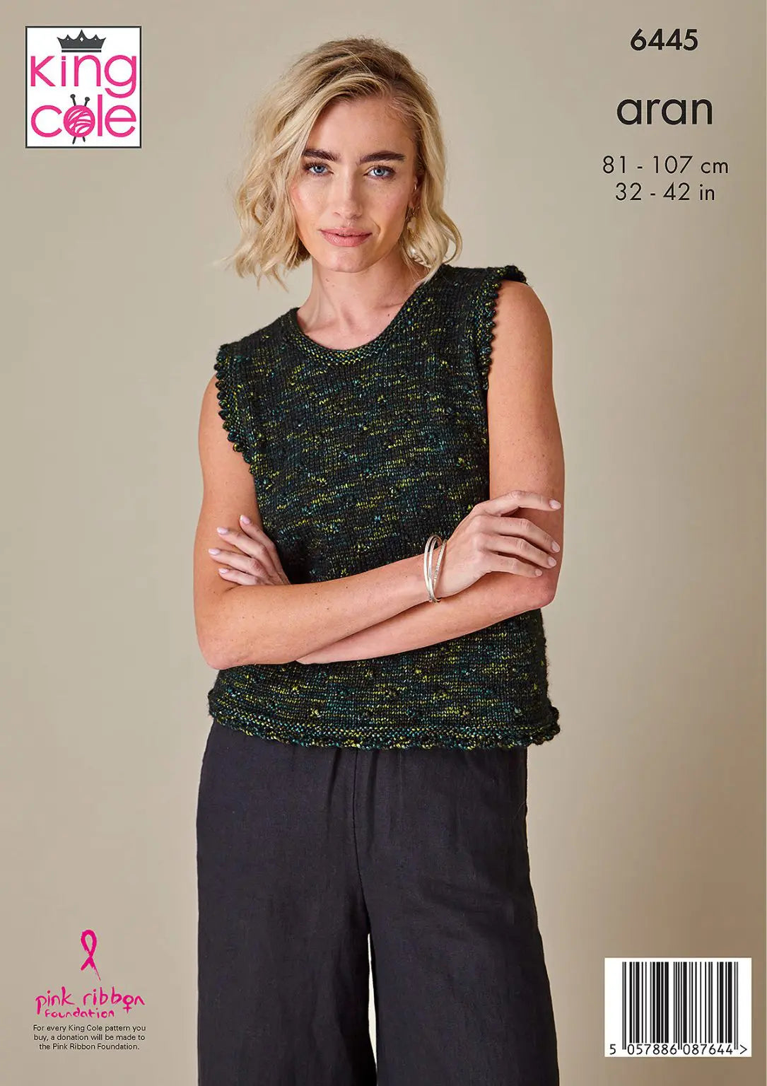 Tank Top and Cardigan knitting pattern in Aran - King Cole 6445