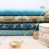 Teal and gold floral cotton - Jaikumari - Robert Kaufman - SRKM-21745-213 hi