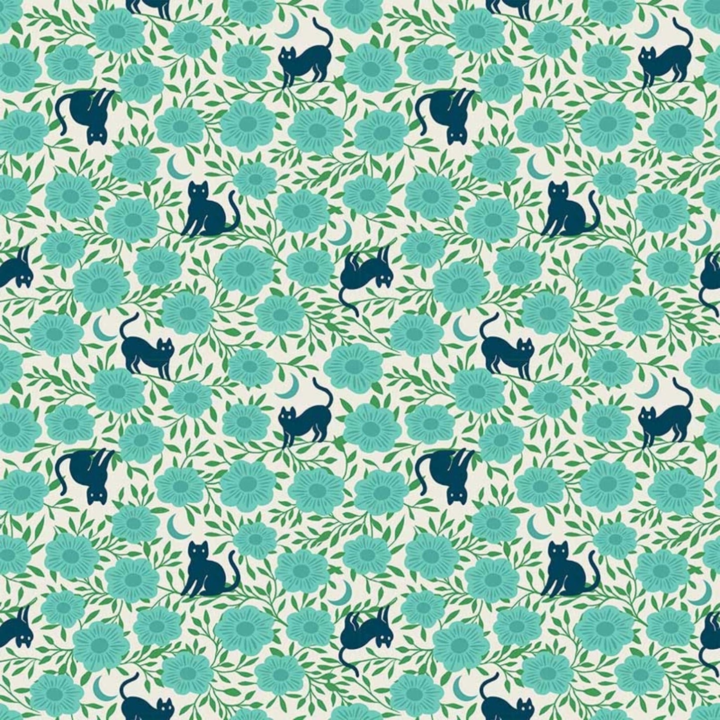 cotton fabric Teal cardinal birds on blue  - Backyard - Moda - RS2089 13