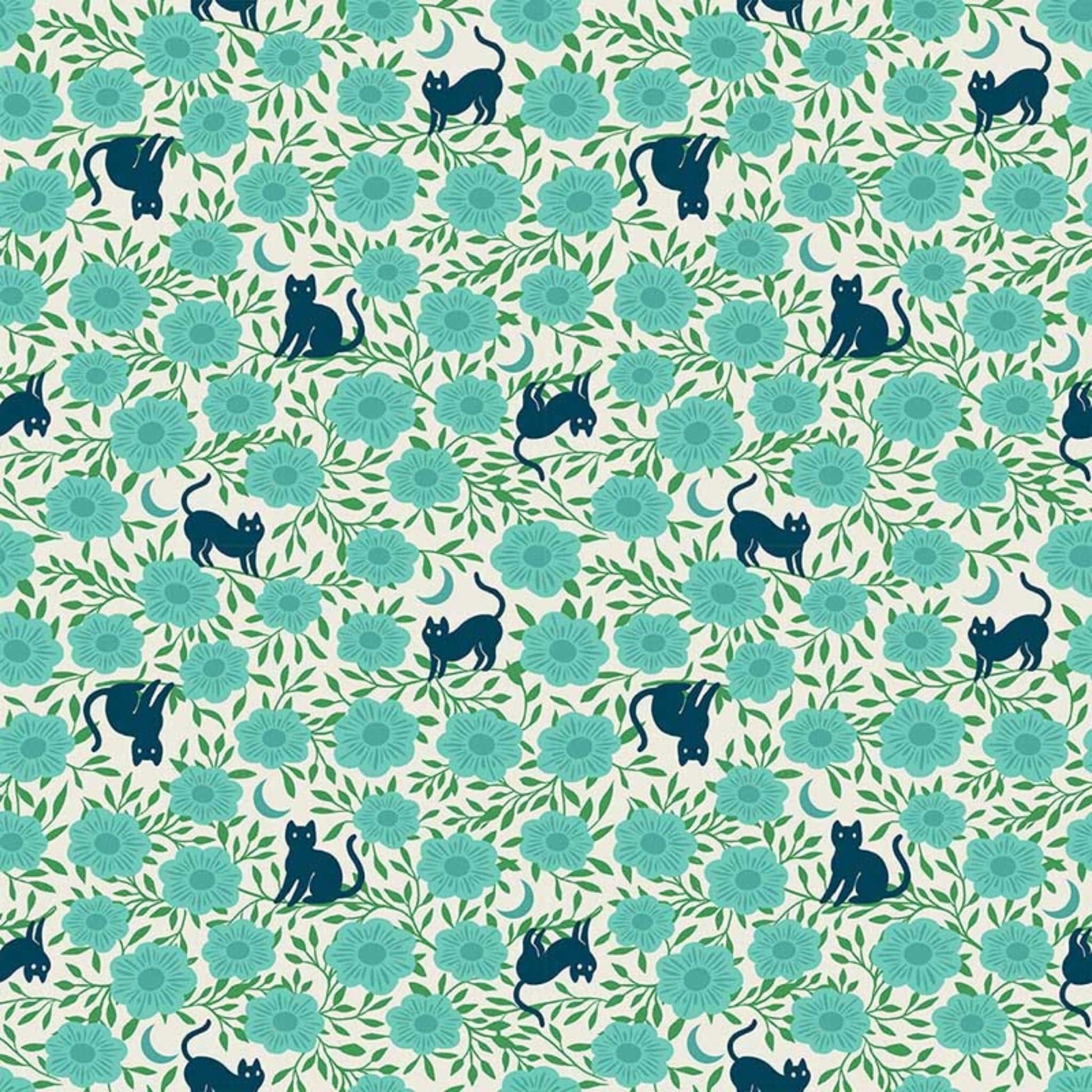 cotton fabric Teal cardinal birds on blue  - Backyard - Moda - RS2089 13