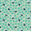 cotton fabric Teal cardinal birds on blue  - Backyard - Moda - RS2089 13