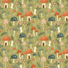 Toadstools and little white mice on olive green cotton - Cedar Campy by Dashwood Studio