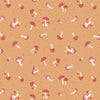 Toadstools on rust cotton fabric - Evergreen by Lewis and Irene