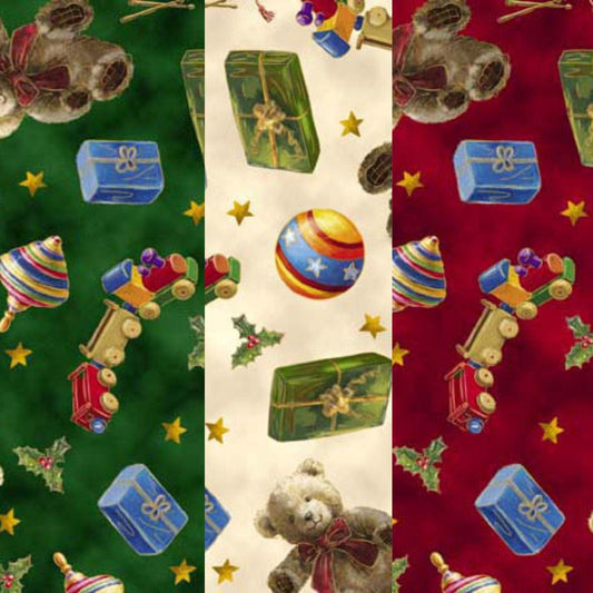 Fabric Toys on cream - Checking it Twice - QT Fabrics